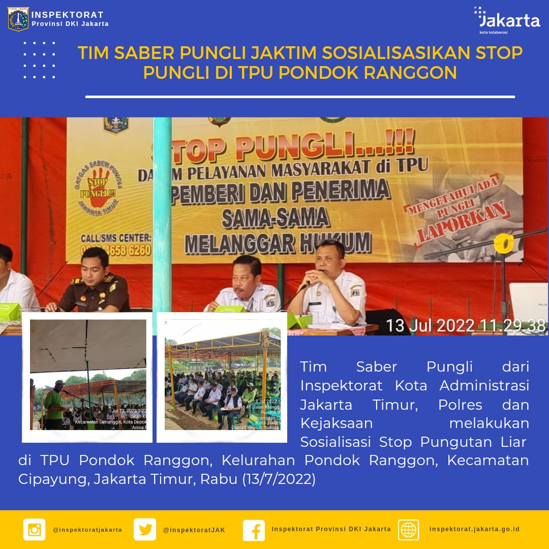 Tim Saber Pungli Jaktim Sosialisasikan Stop Pungli di TPU Pondok Ranggon